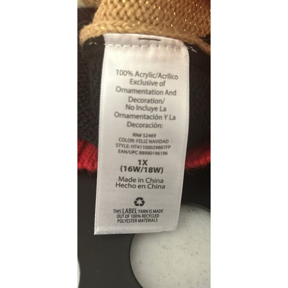 Feliz Navidad Ugly Christmas Sweater Womens Size 1X Holiday Time Christmas New - Picture 6 of 10